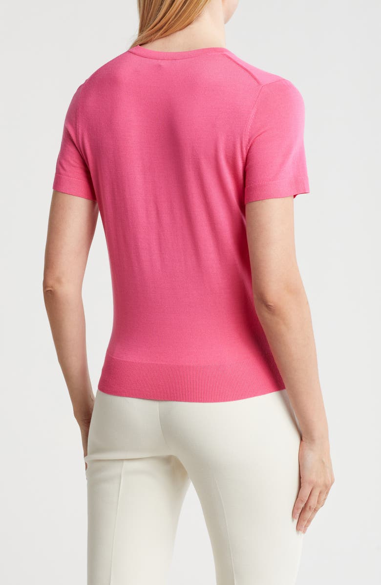 Theory P Regal Short Sleeve Wool Blend Sweater, Alternate, color, Pnk Azalea