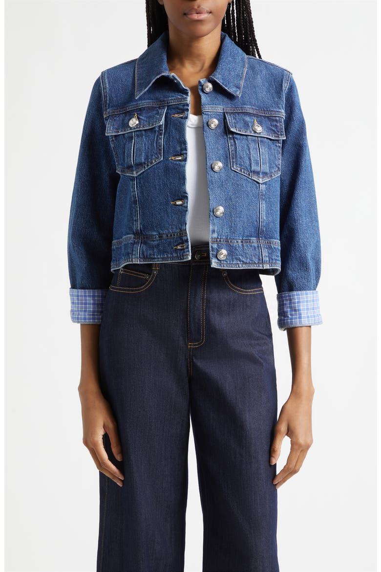 Lexie Crop Denim Jacket, Main, color, BLEU CRUSH/ ULTRAMARINE MULTI