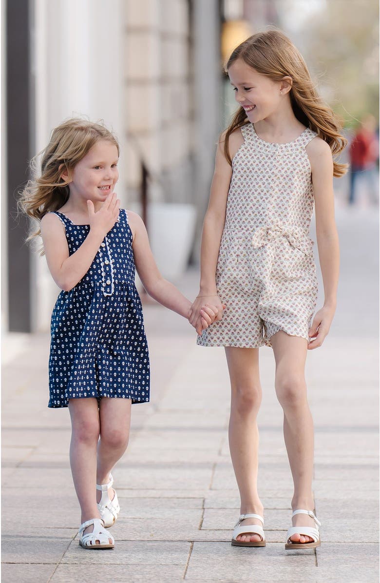 Hope & Henry Girls' Scallop Trim Button Front Linen Romper, Kids, Alternate, color, 