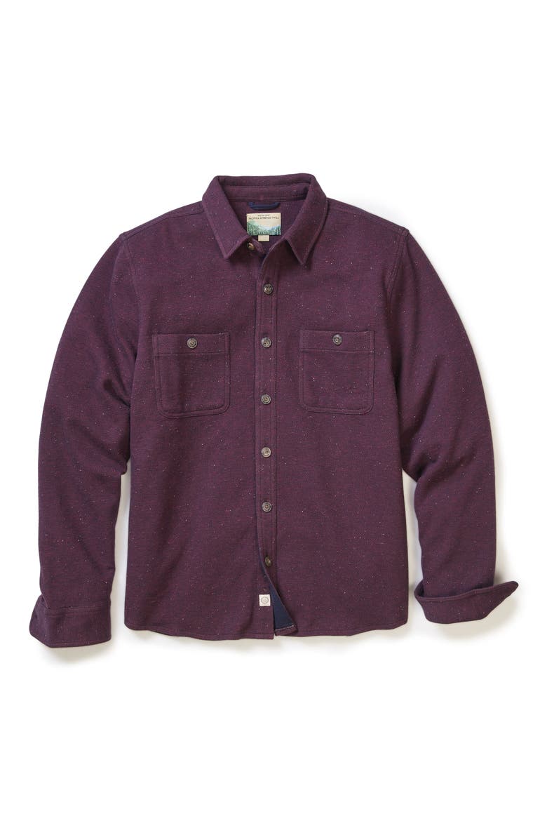 Pacifica Nep Stretch Twill Overshirt, Alternate, color, BURGUNDY NEPS