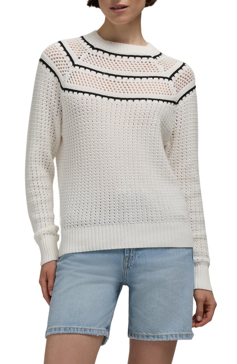 Hunter Pointelle Knit Cotton Sweater, Main, color, Snow-White