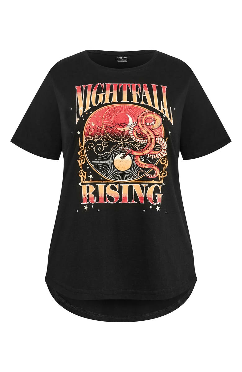 City Chic Brinley Cotton Graphic T-Shirt, Alternate, color, Black Print