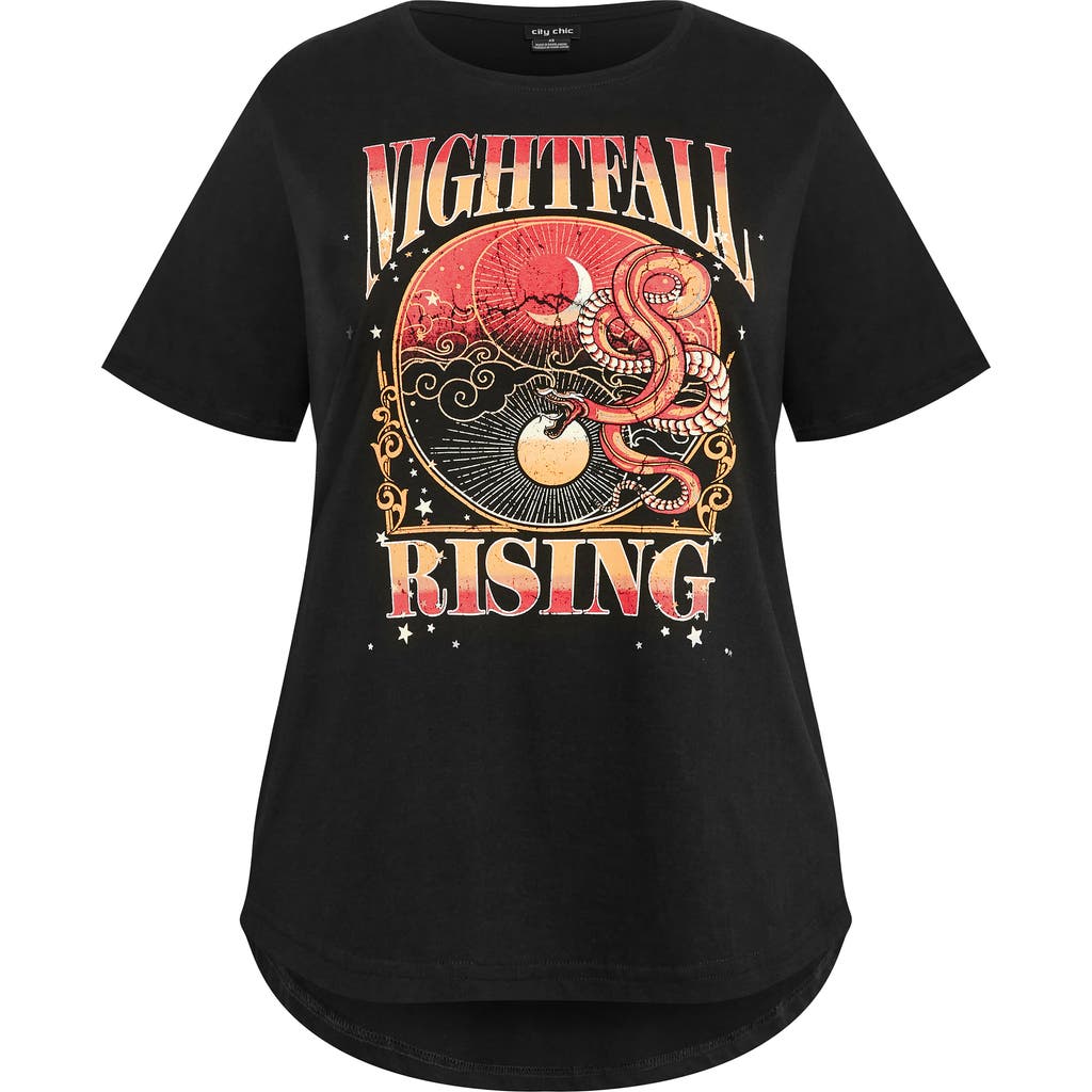 City Chic Brinley Cotton Graphic T-shirt In Black