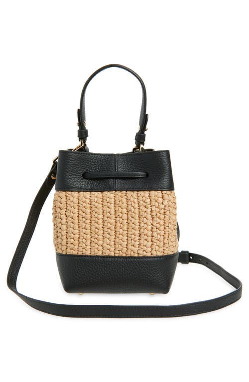 Strathberry Lana Osette Raffia & Leather Bucket Bag