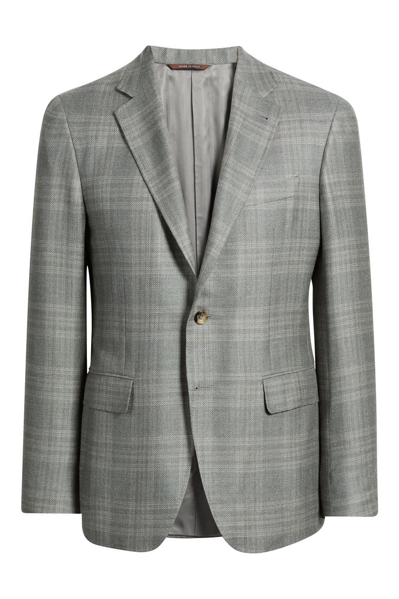 Kei Plaid Wool, Silk & Linen Sport Coat, Alternate, color, LIGHT GREY