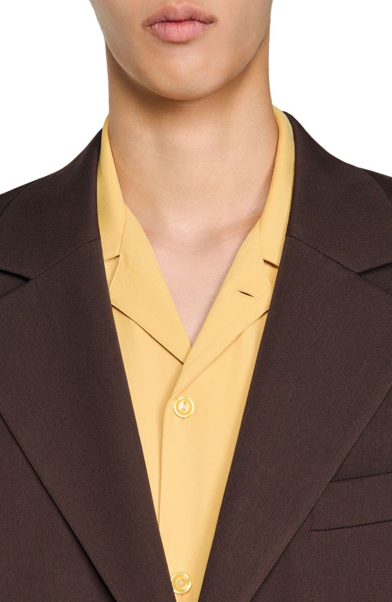 SANDRO Oversized wool jacket, Alternate, color, Chocolate