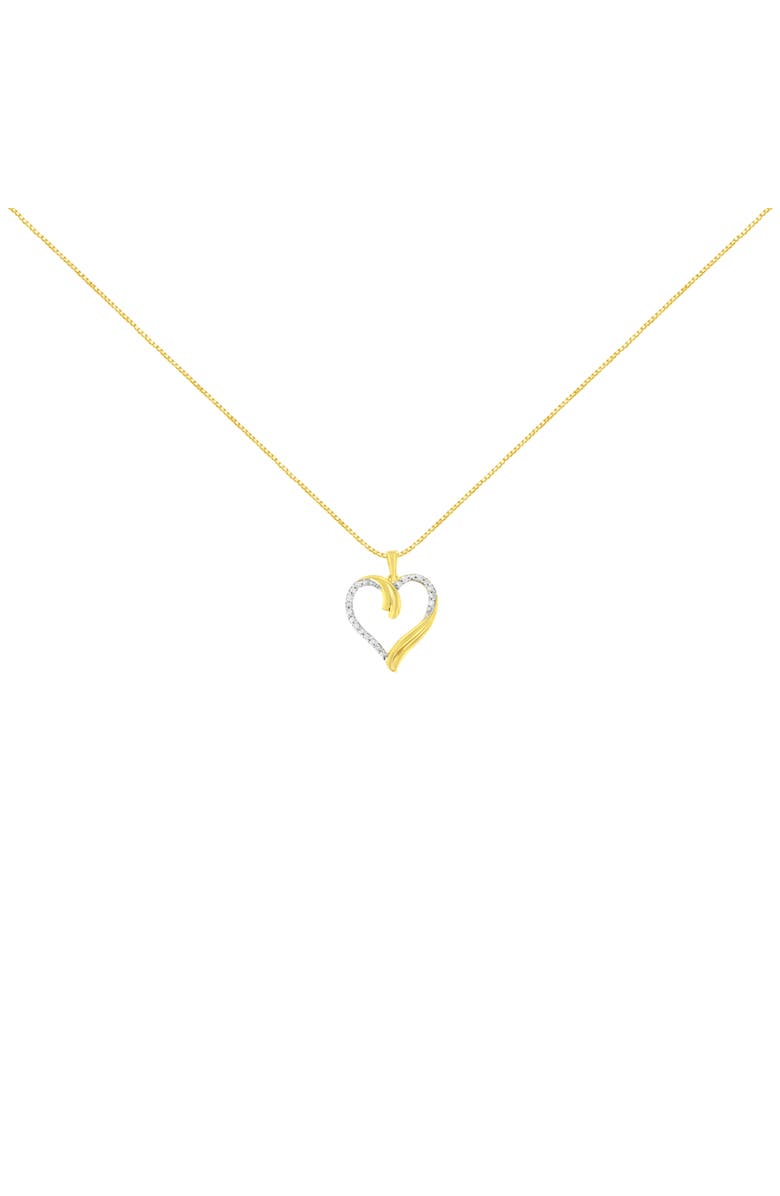 Haus of Brilliance 10K Yellow Gold Plated Silver 1/10 cttw Diamond Open Heart 18" Pendent Necklace, Alternate, color, Yellow