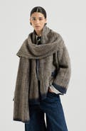 Brunello Cucinelli Mohair and wool Prince of Wales double knit outerwear jacket with scarf