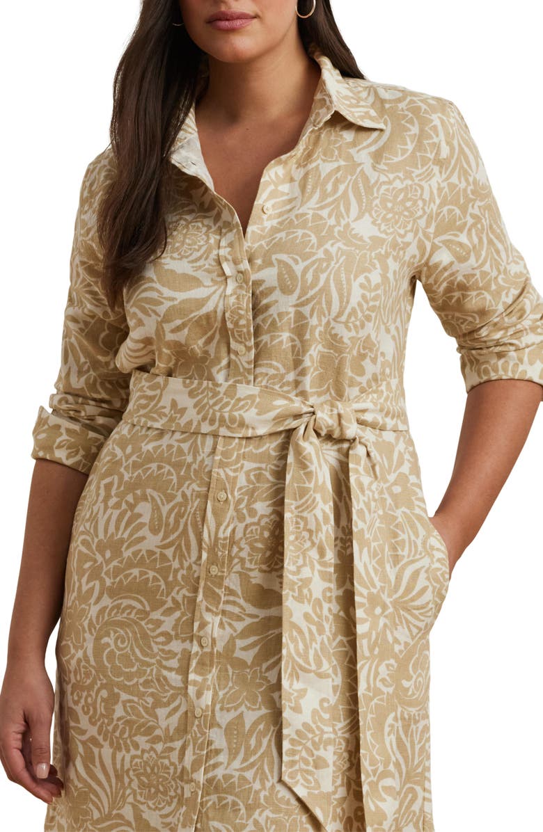 Lauren Ralph Lauren Floral Long Sleeve Linen Shirtdress, Alternate, color,