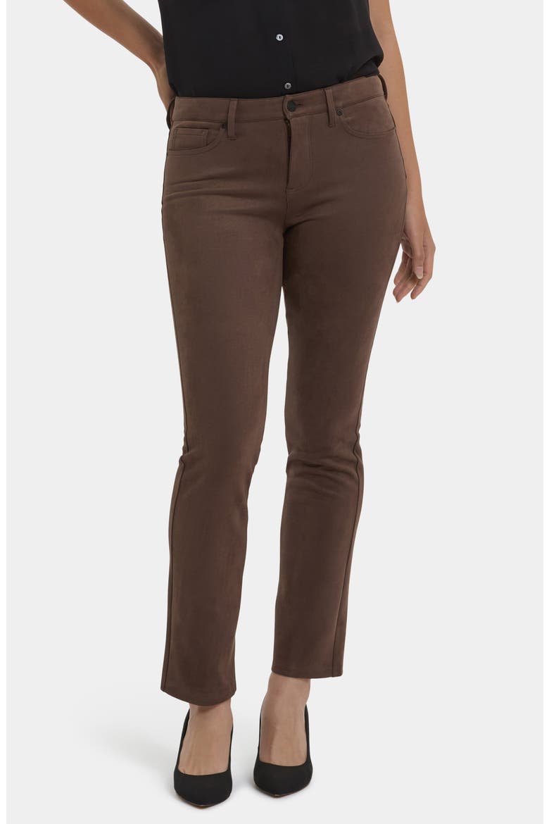 Sheri Slim Faux Suede Pants, Main, color, COFFEE BEAN