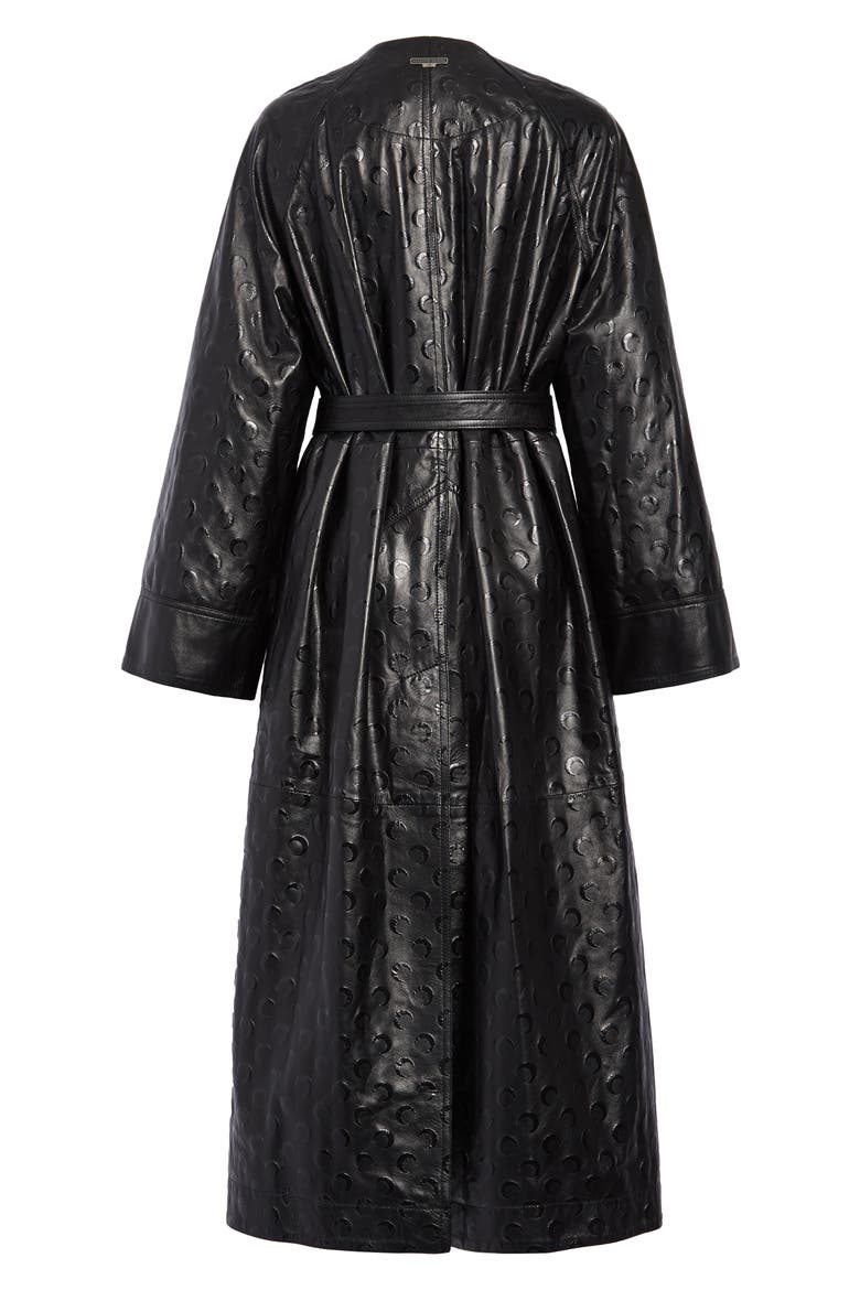 Moon Print Upcycled Leather Macintosh Coat, Alternate, color, BLACK