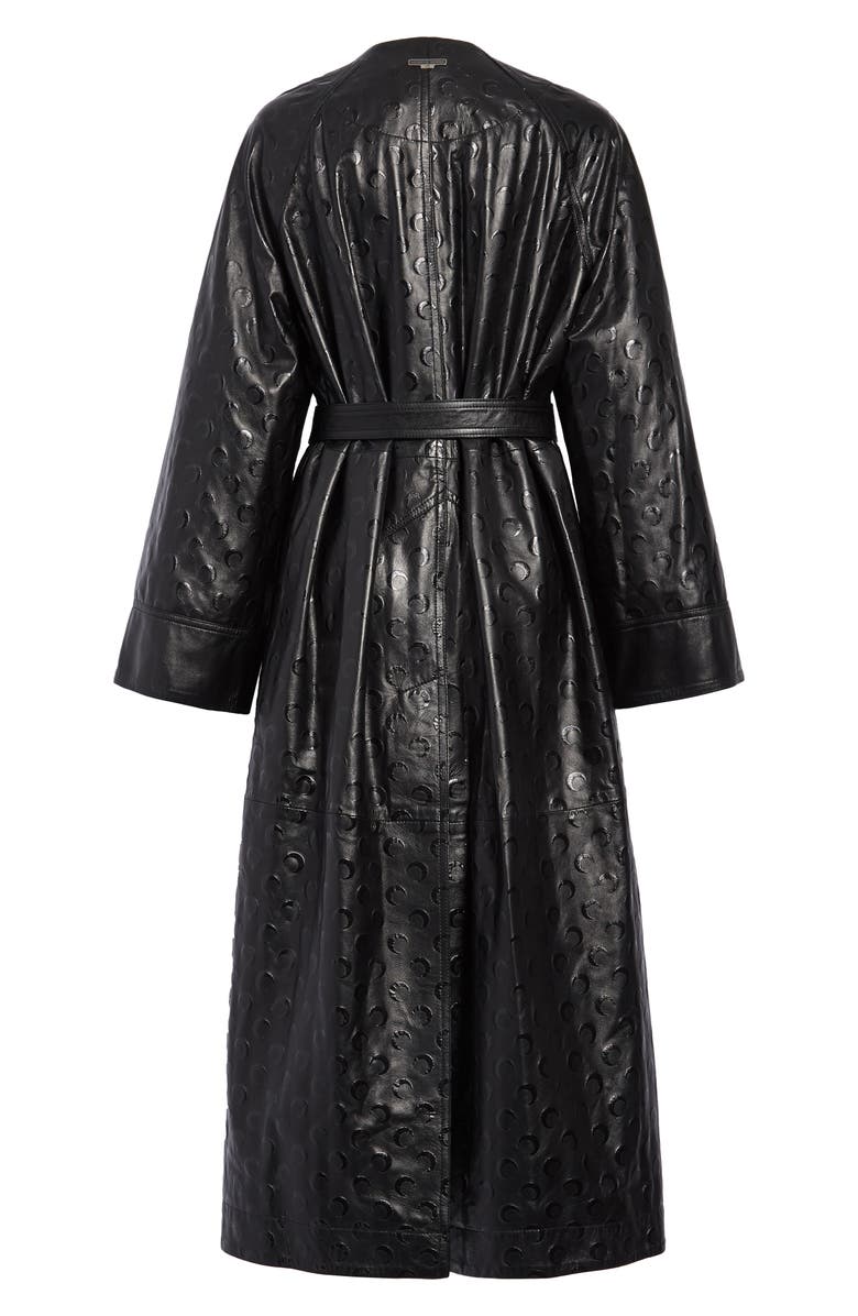 Marine Serre Moon Print Upcycled Leather Macintosh Coat, Alternate, color, 