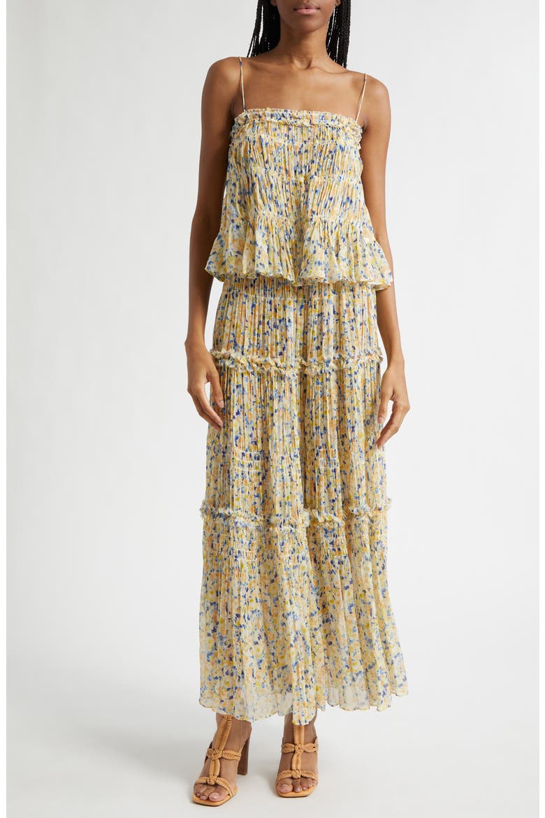 Florian Floral Silk Top, Alternate, color, DAFFODIL