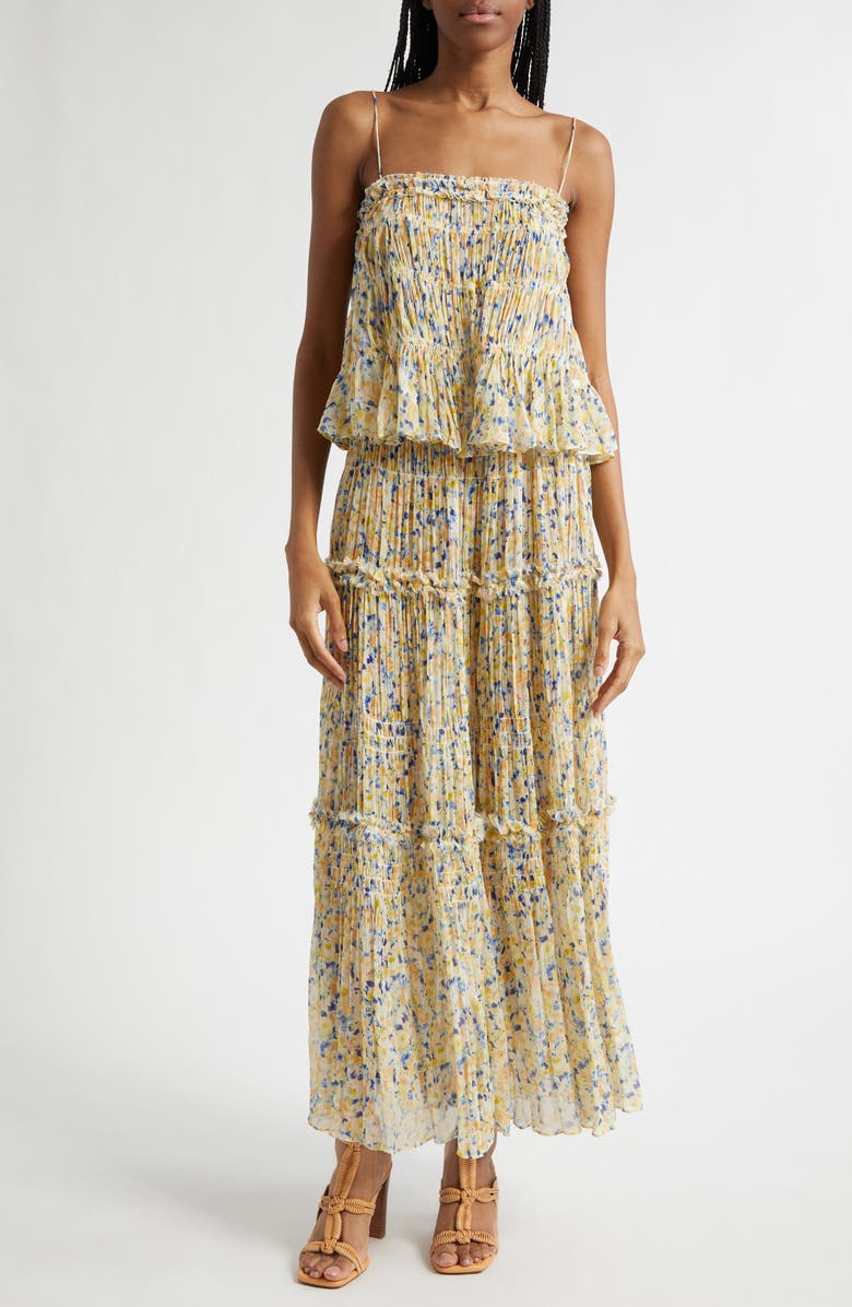 Ulla Johnson Virginie Floral Silk Maxi Skirt, Alternate, color, Daffodil