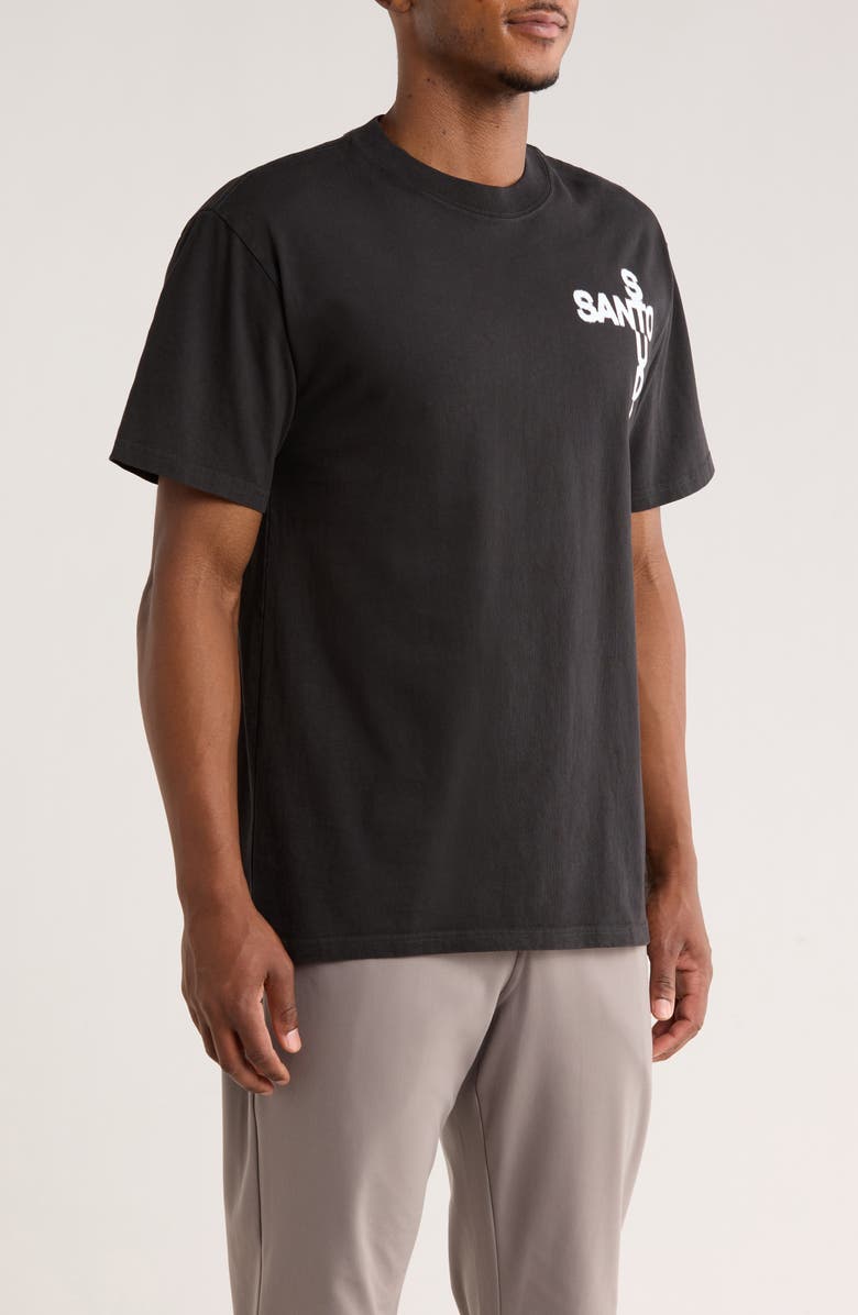 SANTO STUDIO Crossword Drappo Cotton Graphic T-Shirt, Alternate, color, Vintage Black