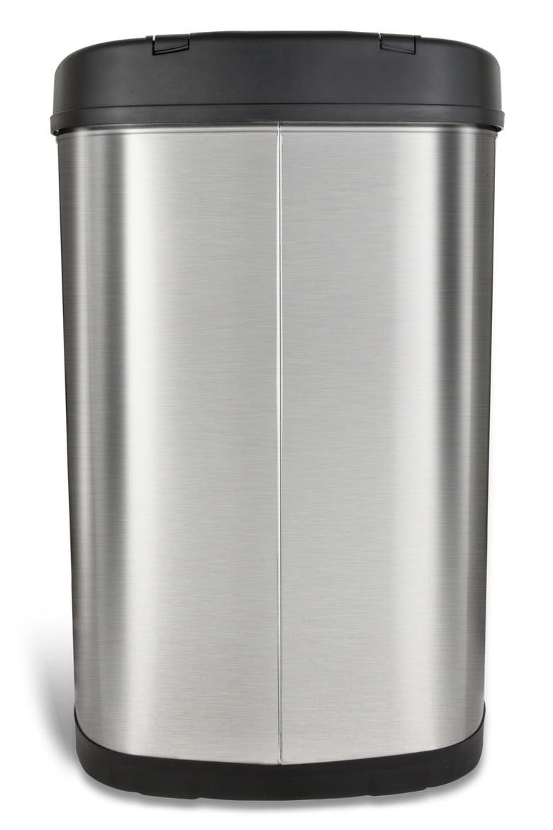 13.2 Gallon Stainless Steel Motion Sensor Trash Can, Alternate, color, SILVER BLACK