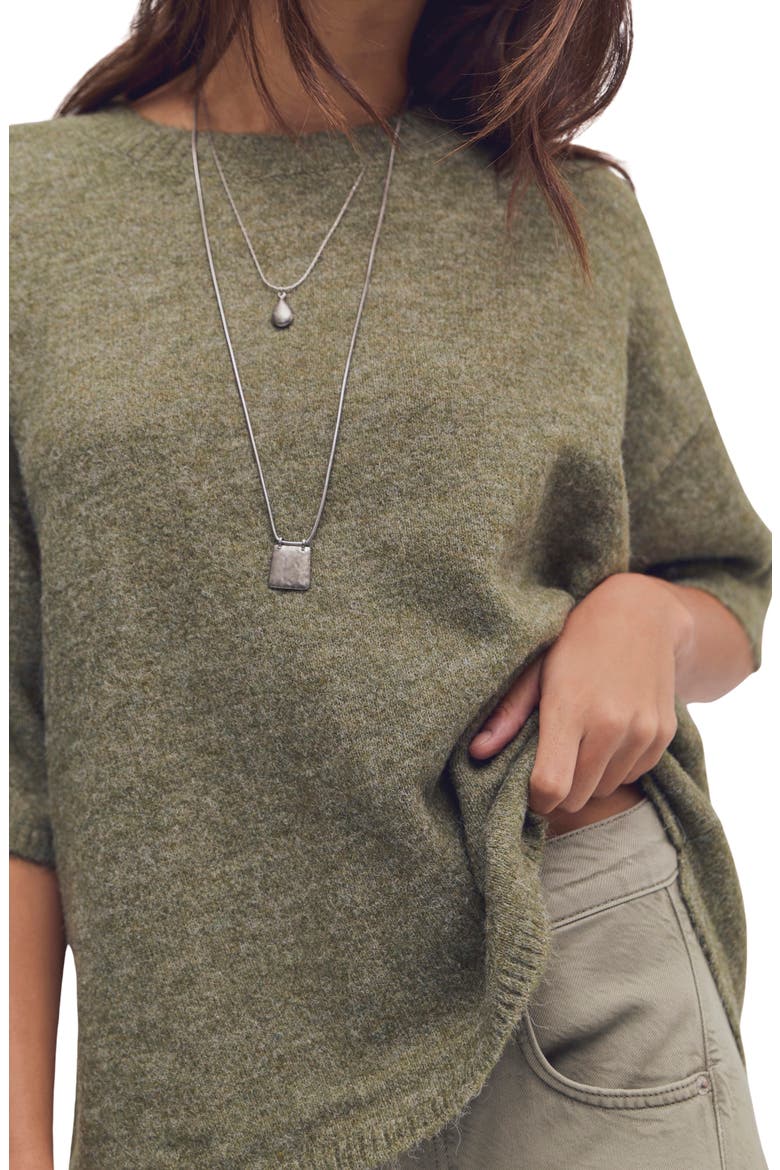 Margot Oversize Short Sleeve Sweater, Alternate, color, KALAMATA MELANGE