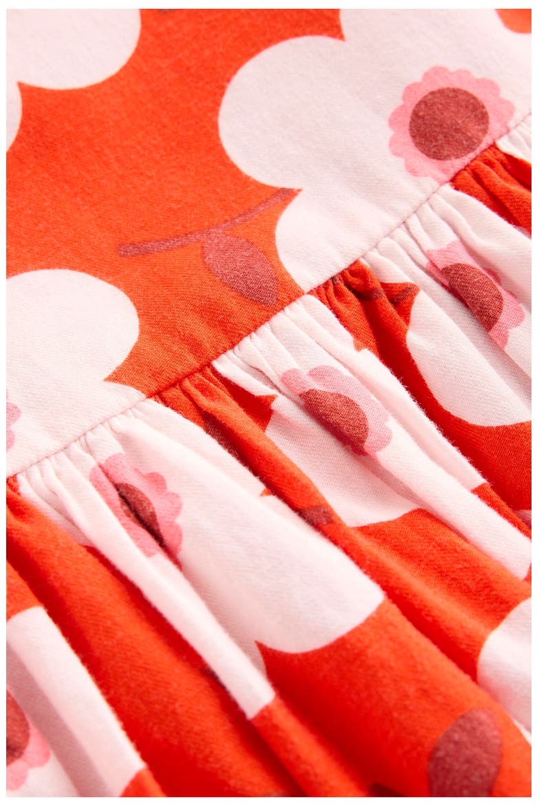 Kids' Floral Long Sleeve Cotton Dress, Alternate, color, SUNSET ORANGE GIANT DAISY