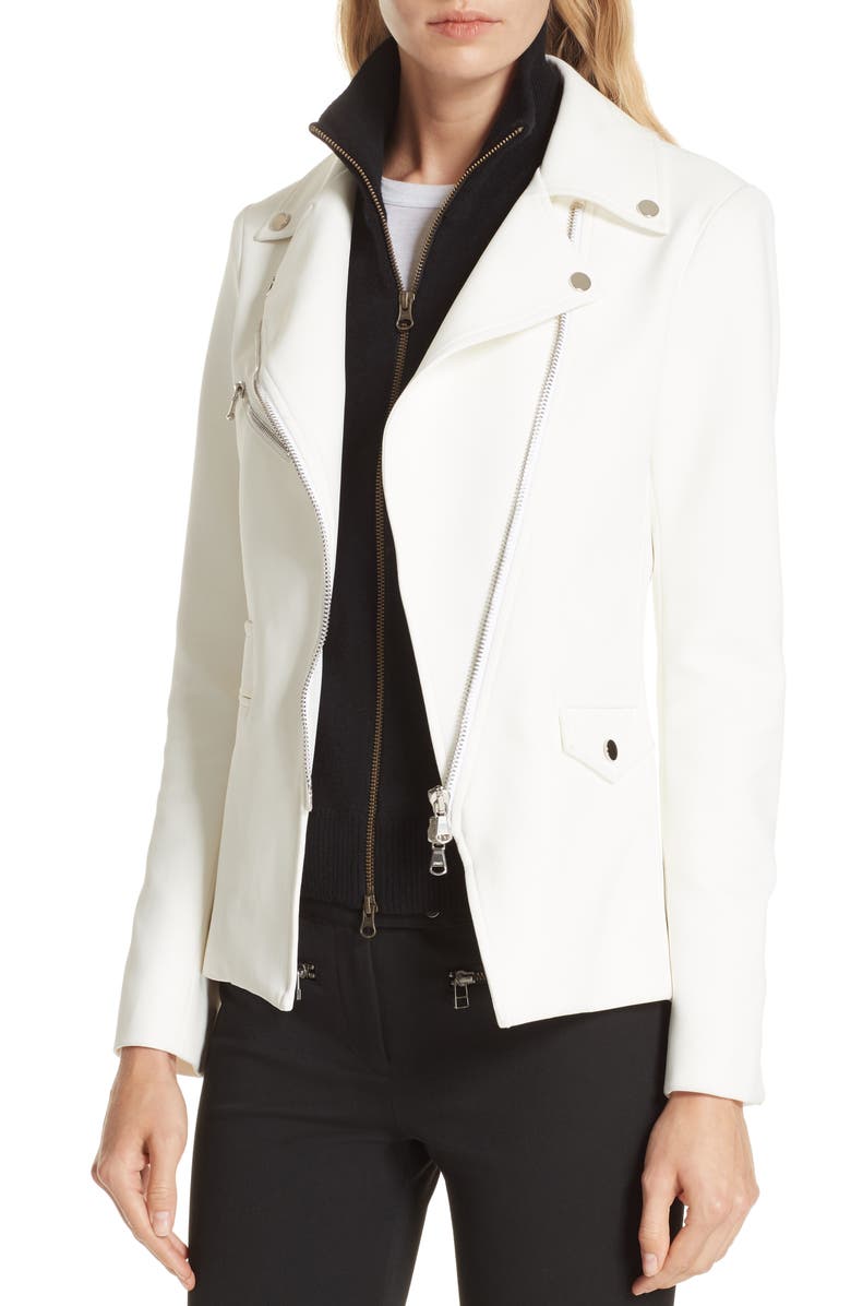 Veronica Beard Hadley Neoprene Moto Jacket, Alternate, color, 