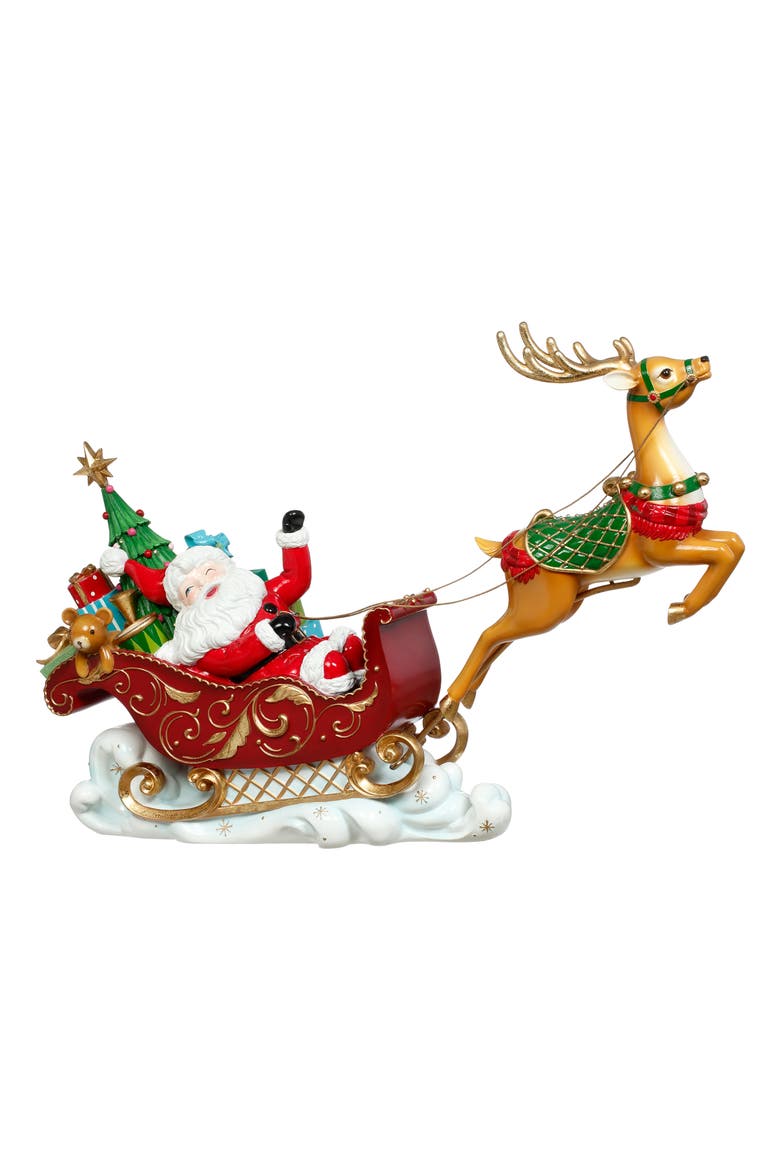 Santa on Sleigh with LED, Main, color, Red