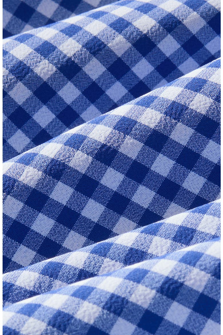 Leeward Trim Fit Gingham Performance Button-Up Shirt, Alternate, color, COBALT CREW
