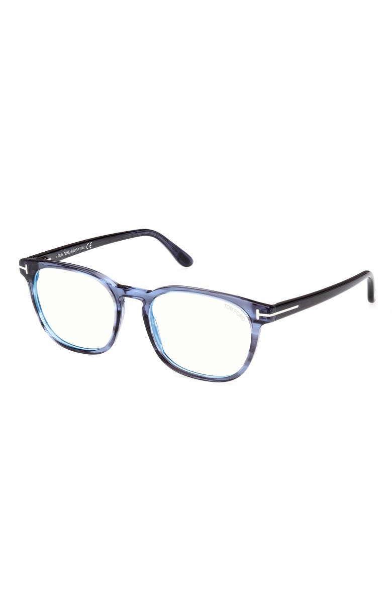 TOM FORD 53mm Square Blue Light Blocking Glasses, Alternate, color, Blue/Other