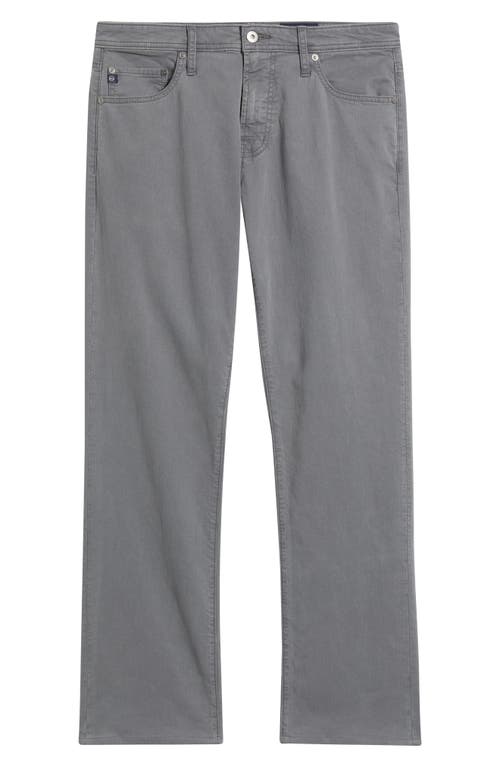 Ag Everett Sueded Stretch Sateen Slim Straight Leg Pants In Gray