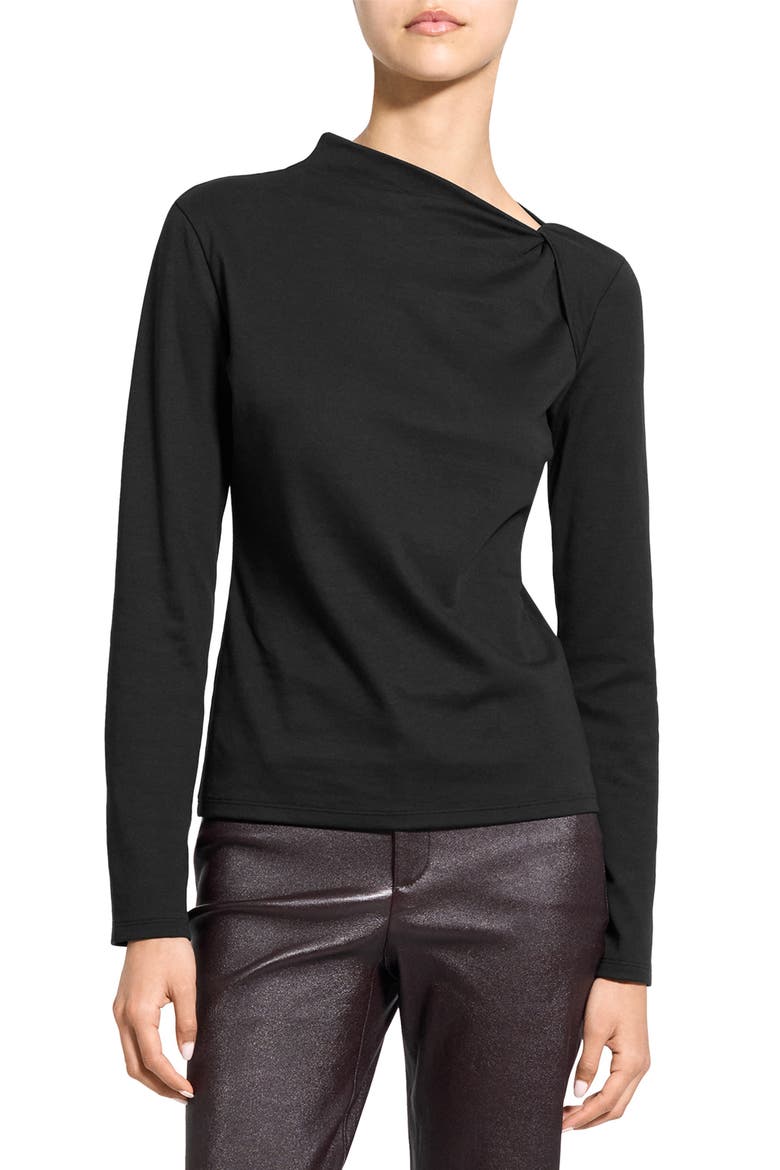 Twistet Slash Neck Top, Main, color, BLACK