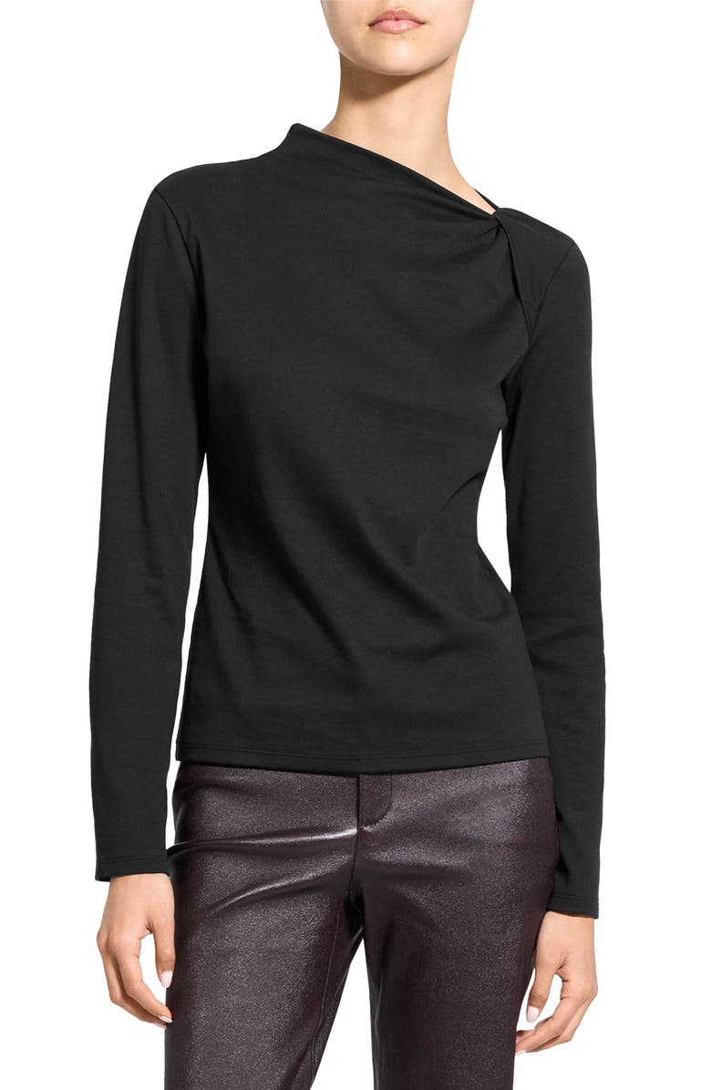 Theory Twistet Slash Neck Top, Main, color, Black