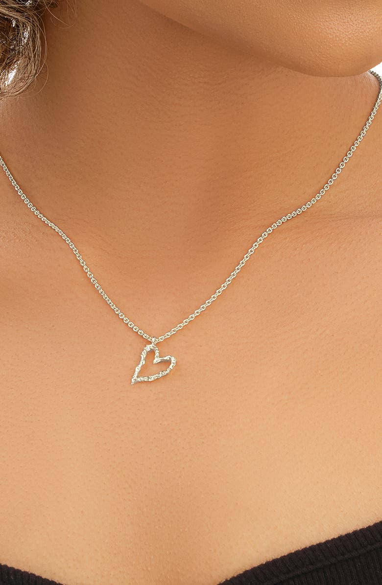 Sterling Forever Amia Cubic Zirconia Heart Pendant Necklace, Alternate, color, Silver