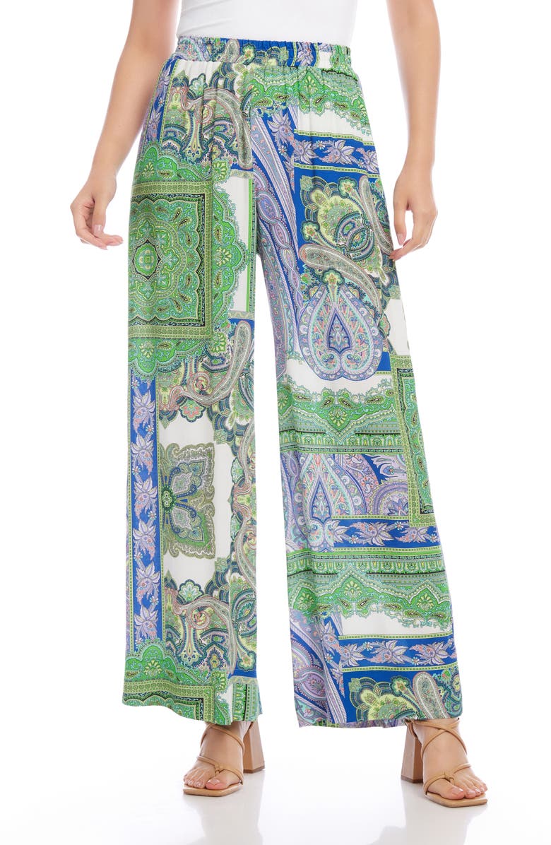 Karen Kane Paisley Print High Waist Wide Leg Pants, Main, color, 