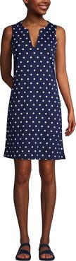 Lands' End Long Cotton Jersey Sleeveless Swim Cover-up Dress Print
