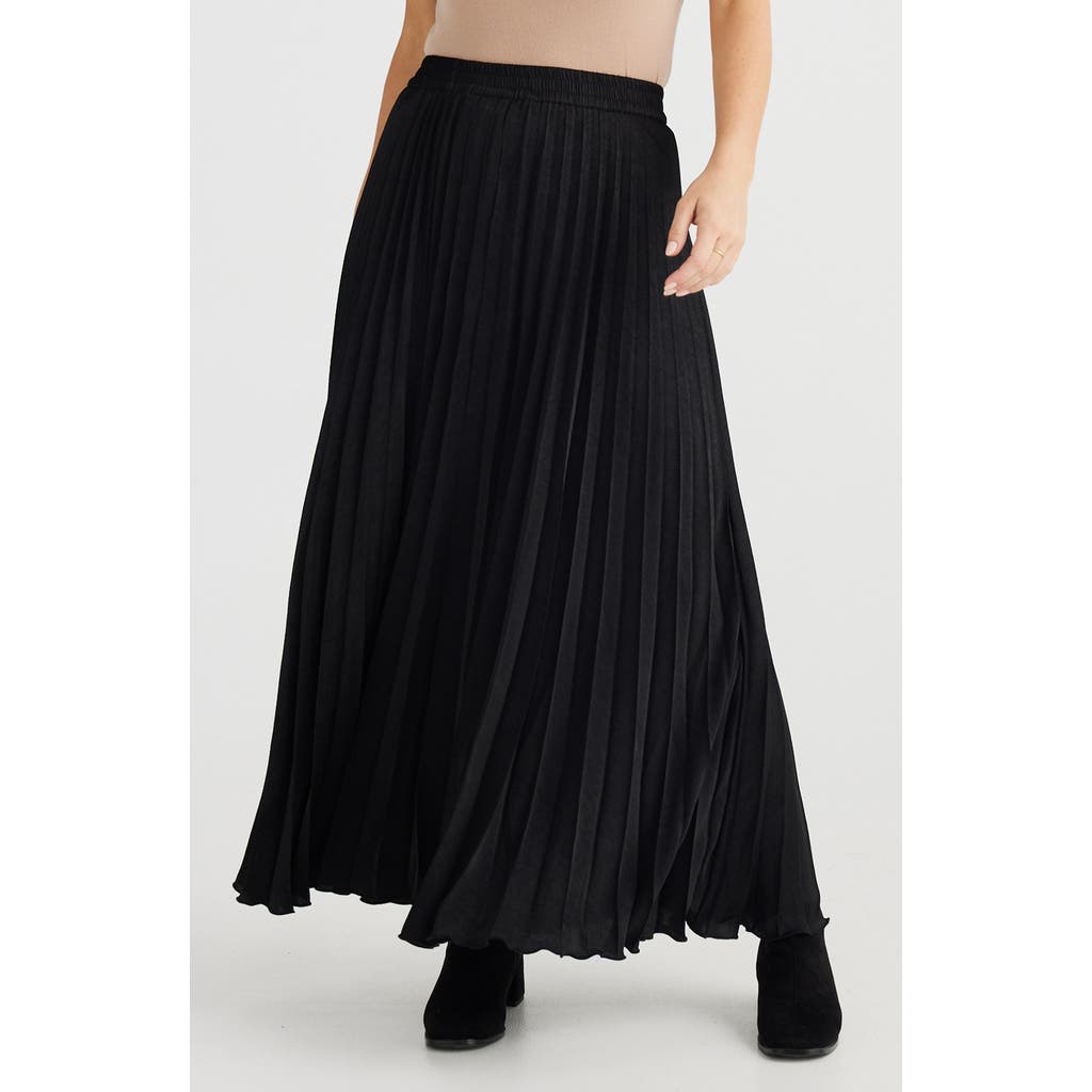 Brave+True Alias Pleated Maxi Skirt in Black  product