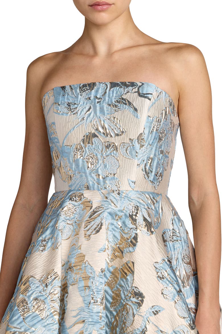 Strapless Brocade A-line Midi Dress With Pockets, Alternate, color, Powder Blue