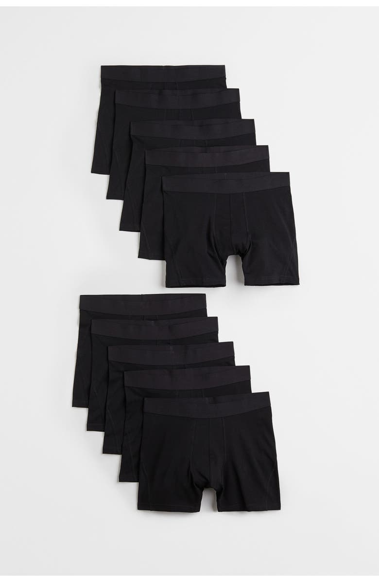 H&M 10-pack Mid Trunks With Lycra<sup>®</sup>, Main, color, Black