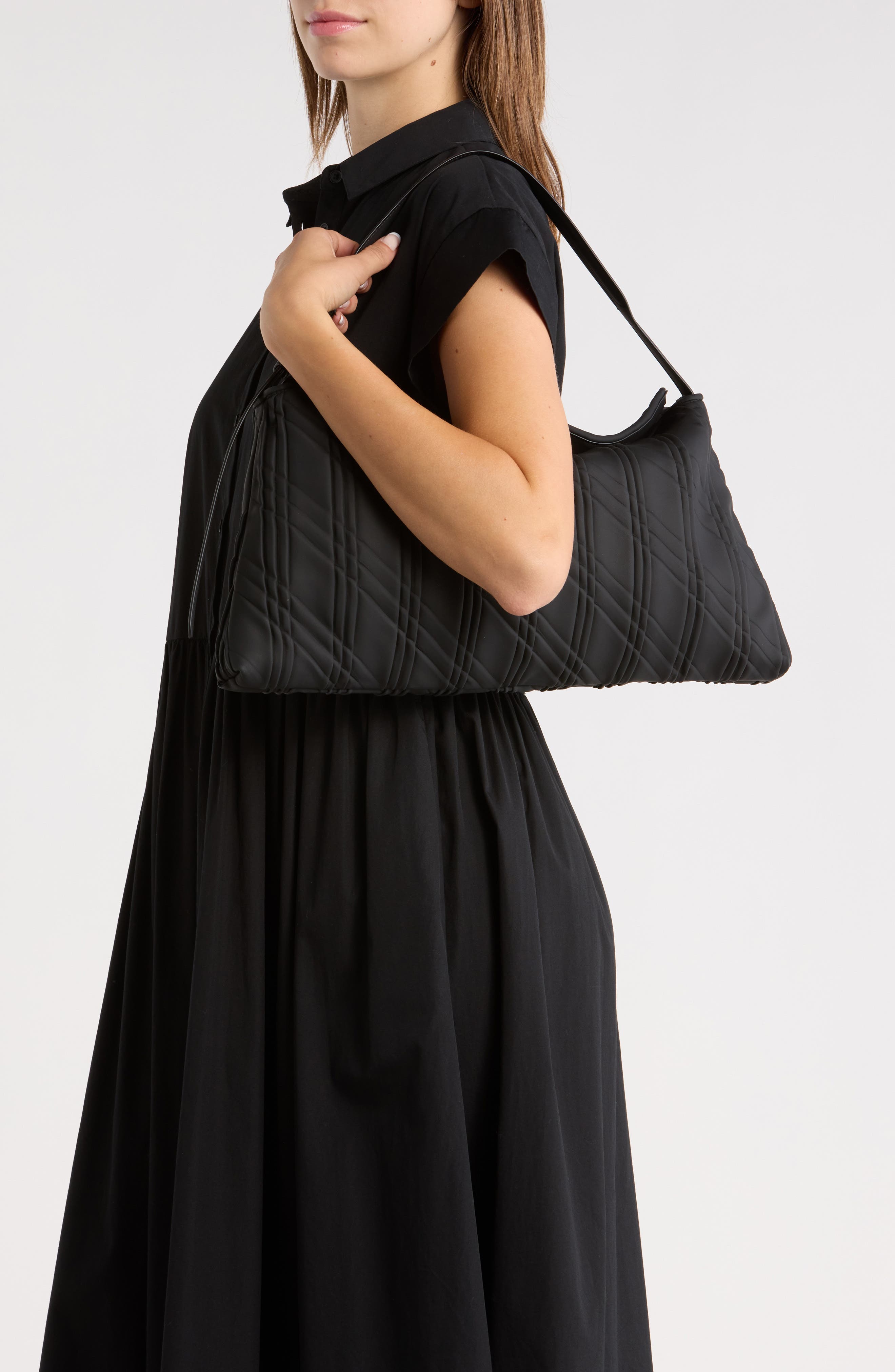 Sam Edelman Peddy Quilted Shoulder Bag, Alternate, color, Black