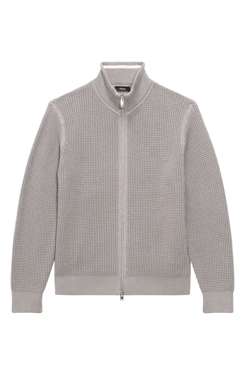 Theory Gary Front Zip Cardigan, Alternate, color, Force Grey/Ivory