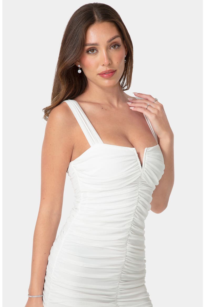 Split Neck Mesh Mermaid Dress, Alternate, color, IVORY