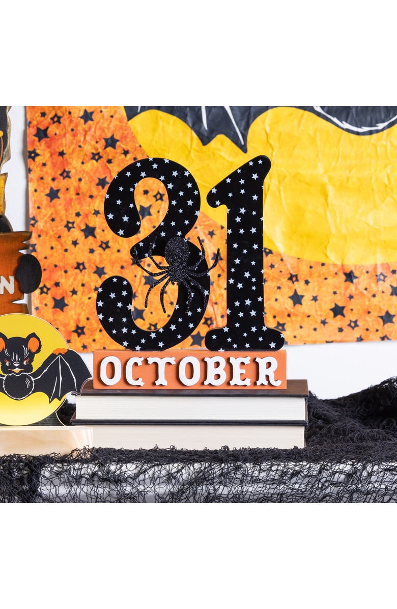 Transpac MDF October 31st Decor Freestanding Tabletop Signs Wood Fall, Alternate, color, Black