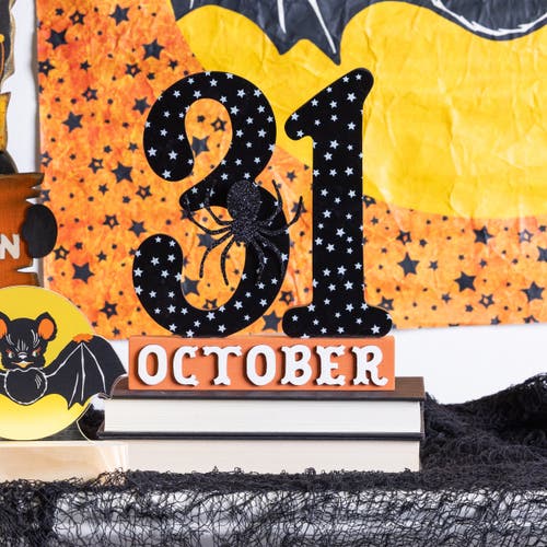 Transpac Mdf October 31st Decor Freestanding Tabletop Signs Wood Fall In Multi