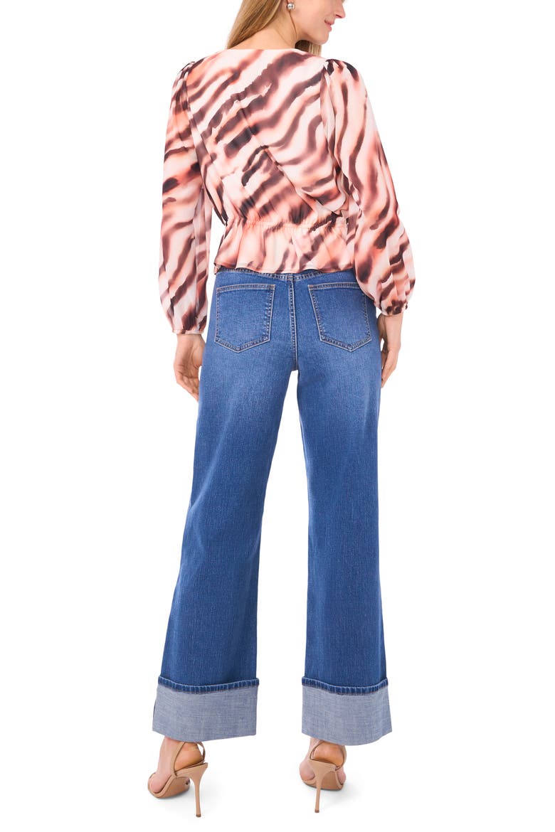V-Neck Button Front Peplum Top, Alternate, color, OATMEAL