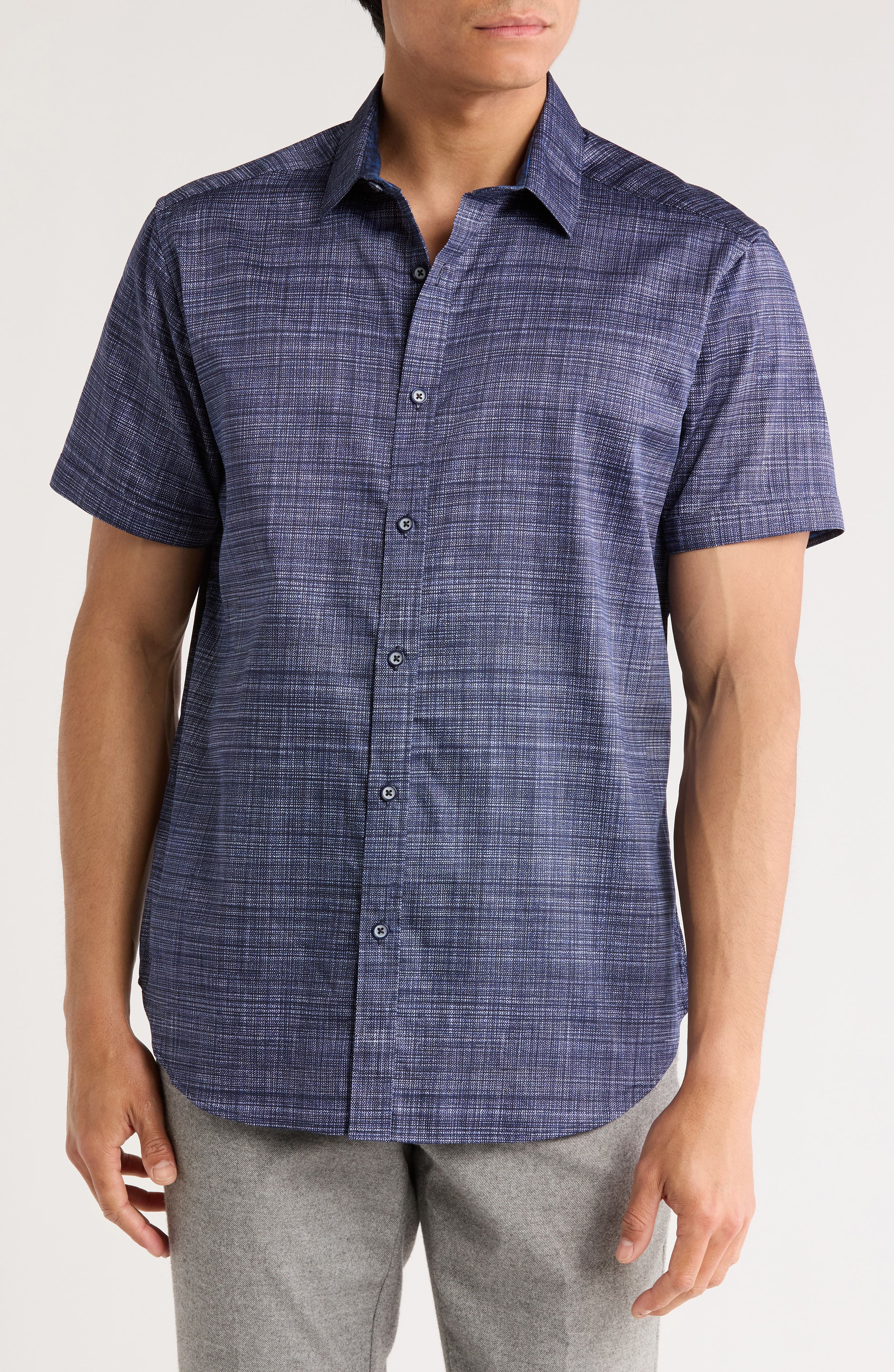 Robert Graham Roth Short Sleeve Cotton Button-Up Shirt