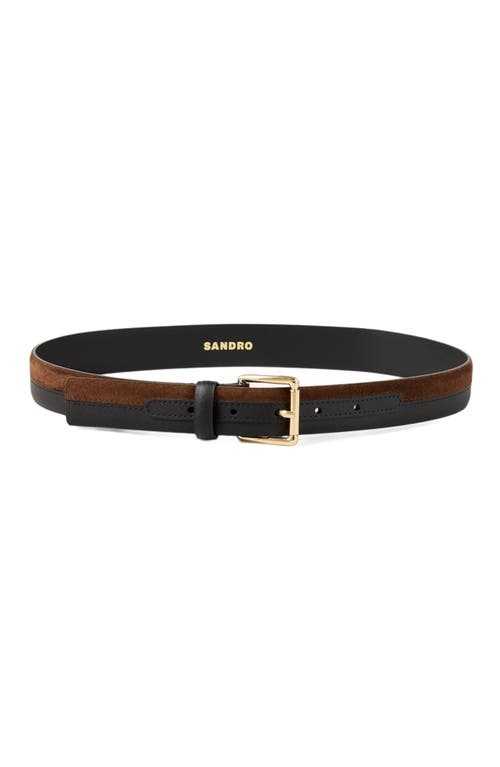 Sandro Womens Bruns Two-toned Leather Belt In Brown/black