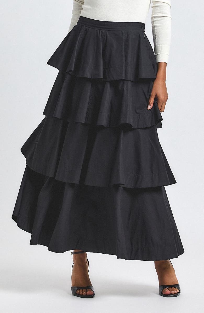 Derek Lam 10 Crosby Perla Ruffle Tiered Maxi Skirt, Main, color, Black