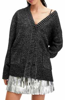 AllSaints Sabrina Metallic Merino Wool Blend Cardigan