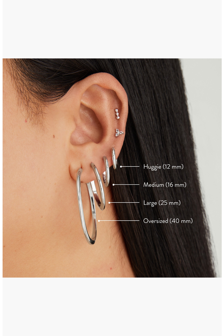 Tube Huggie Hoops, Alternate, color, Sterling Silver