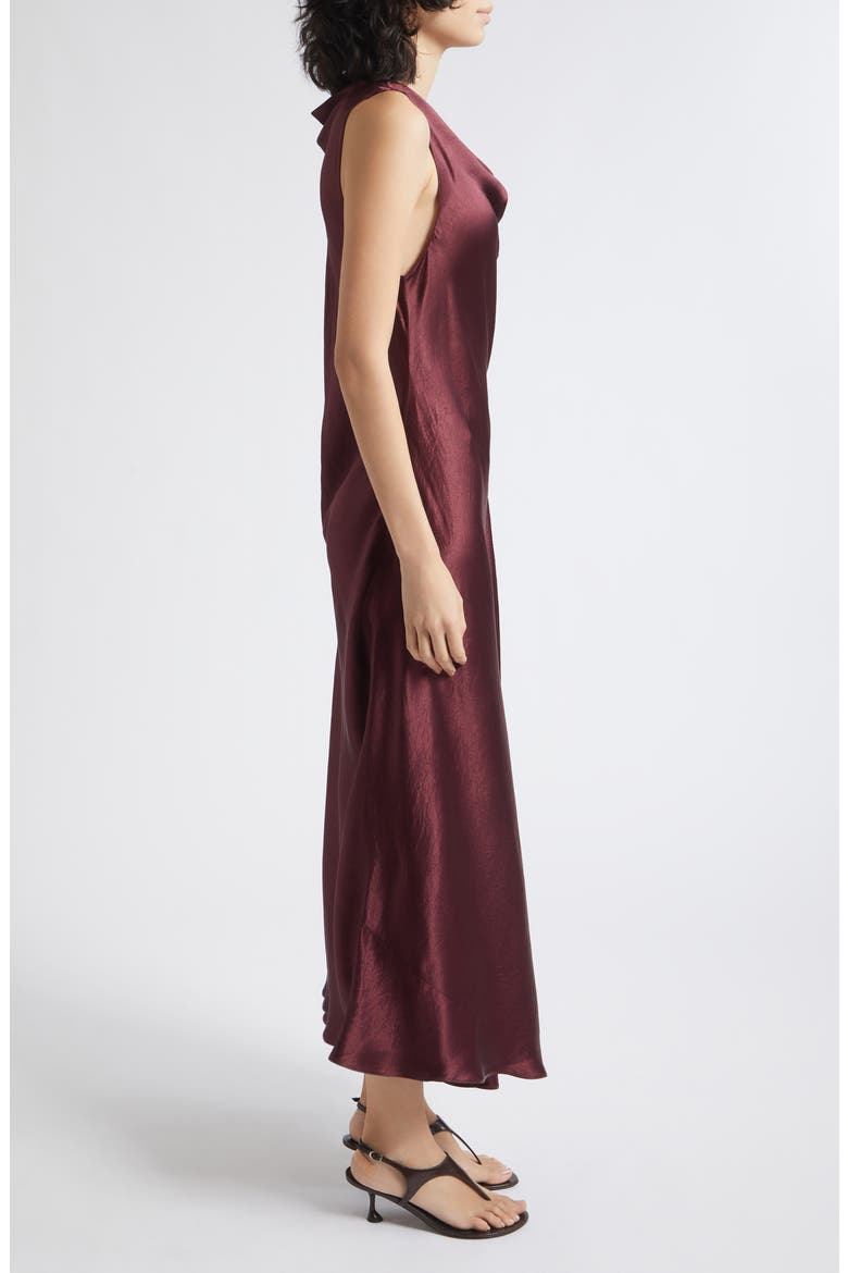 Cowl Neck Asymmetric Dress, Alternate, color, BORDEAUX