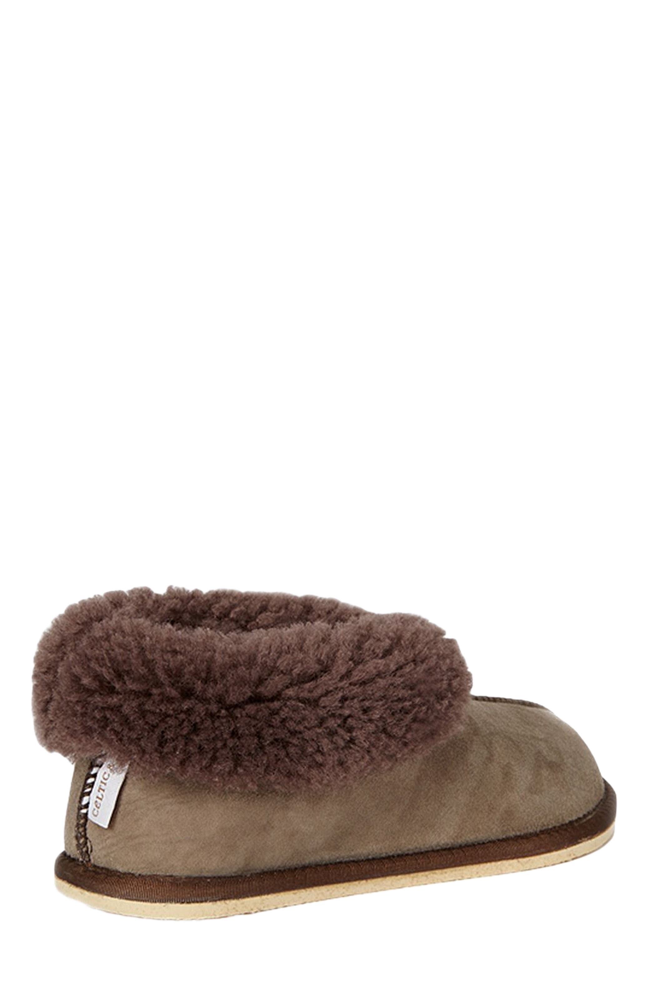 Celtic & Co. Ladies' Shearling Bootee Slippers, Alternate, color, Vole