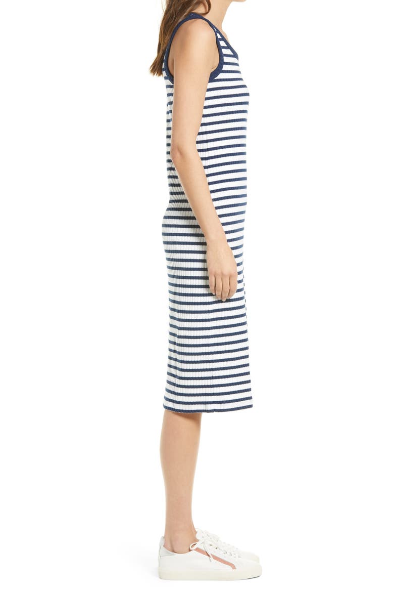 Stripe Ribbed Midi Tank Dress, Alternate, color, BENGALI INDIGO