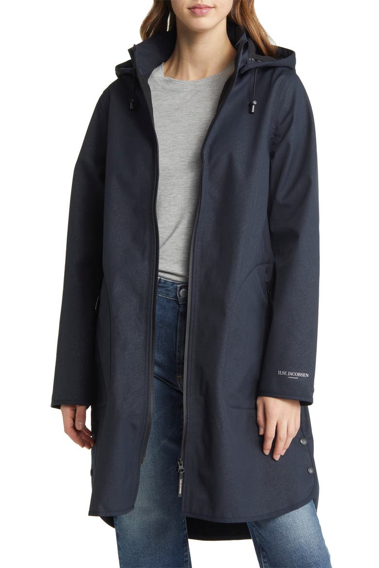Hooded Water Repellent Rain Jacket, Main, color, DARK INDIGO